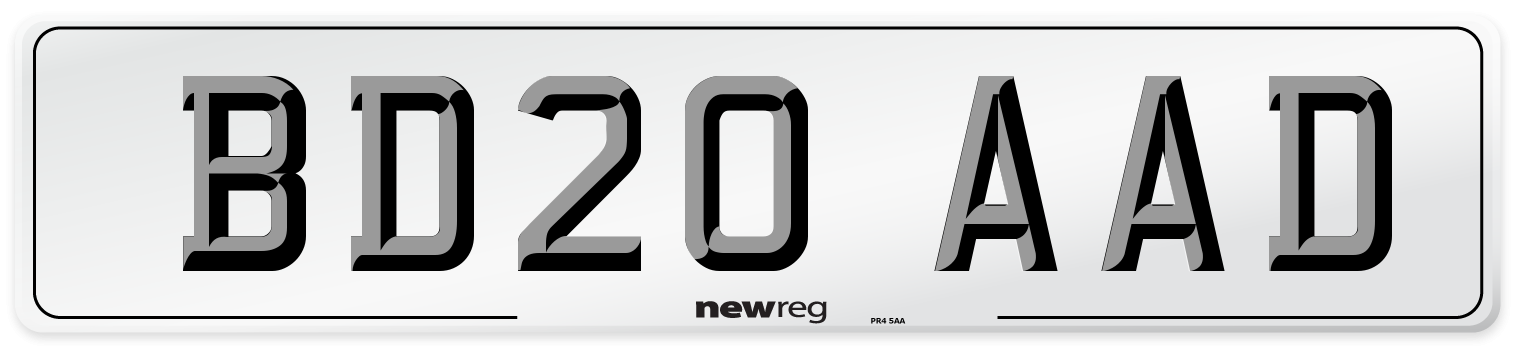 BD20 AAD Number Plate from New Reg